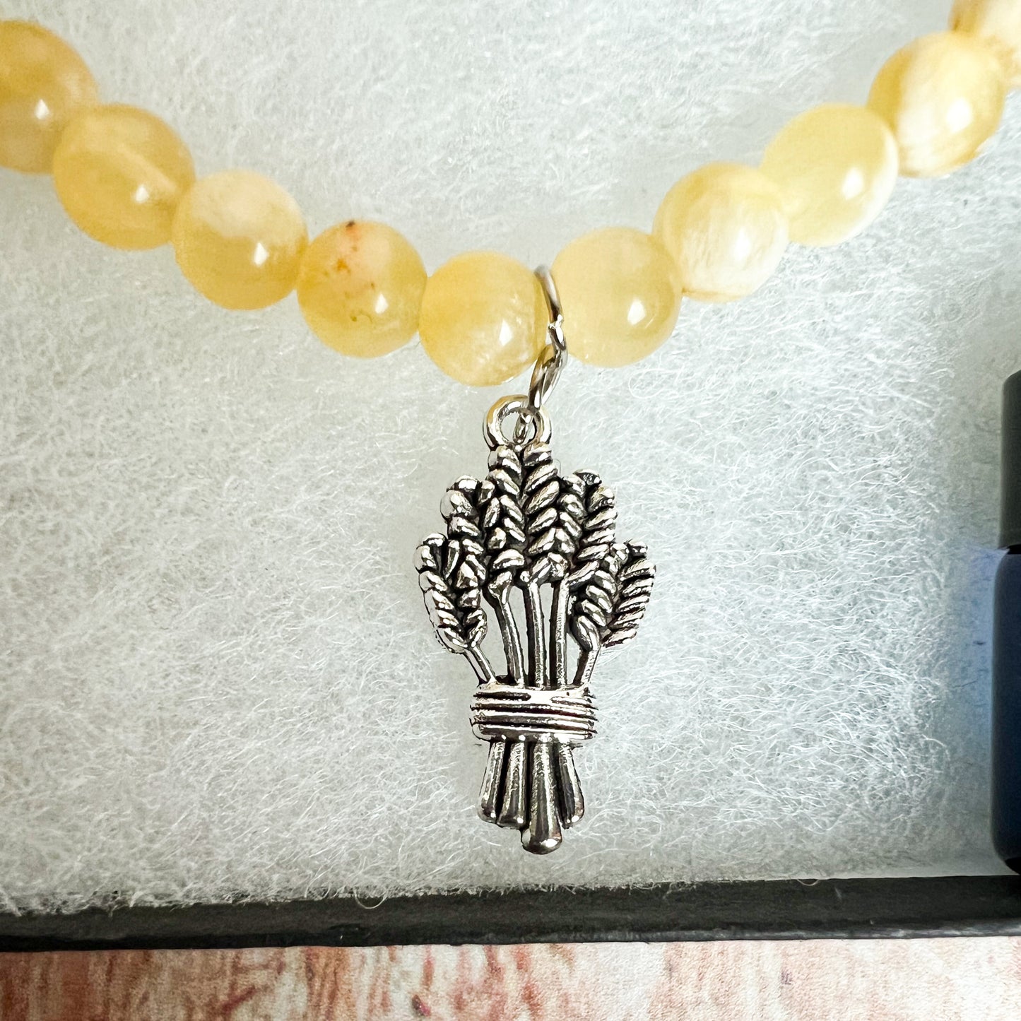 Demeter Bracelet - Aromatherapy Diffuser Charm Bracelet - Harvest Goddess Calcite Bracelet - Abundance and Manifestation Crystal Bracelet