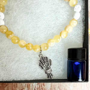 Demeter Bracelet - Aromatherapy Diffuser Charm Bracelet - Harvest Goddess Calcite Bracelet - Abundance and Manifestation Crystal Bracelet