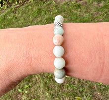 Load image into Gallery viewer, Amazonite Heart Charm Bead Bracelet - Amazonite Crystal Bracelet - Crystals for Good Fortune