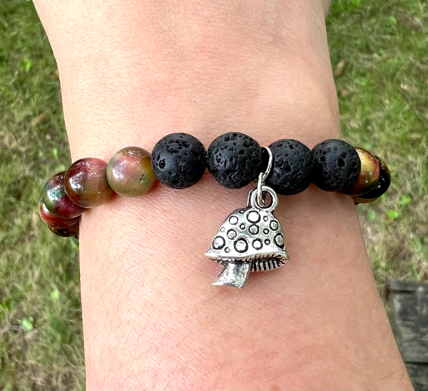 Cat's Eye Mushroom Charm Diffuser Bracelet - Mushroom Charm Bracelet - Aromatherapy Diffuser Charm Bracelet