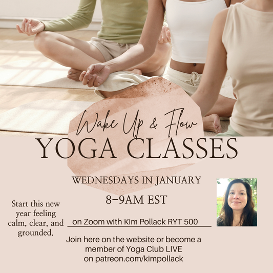 January Wake Up & Flow Wednesday Morning Yoga - Wednesday mornings 8-9 am EST - LIVE on Zoom - Gentle Yoga - Vata Balancing