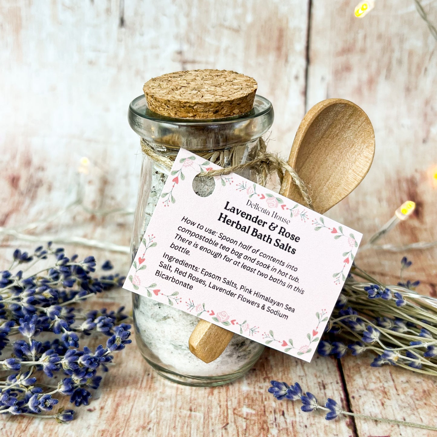 Lavender & Rose Herbal Bath Salts - Herbal Bath Salts - Bath Lover's Gift - Bath Soak