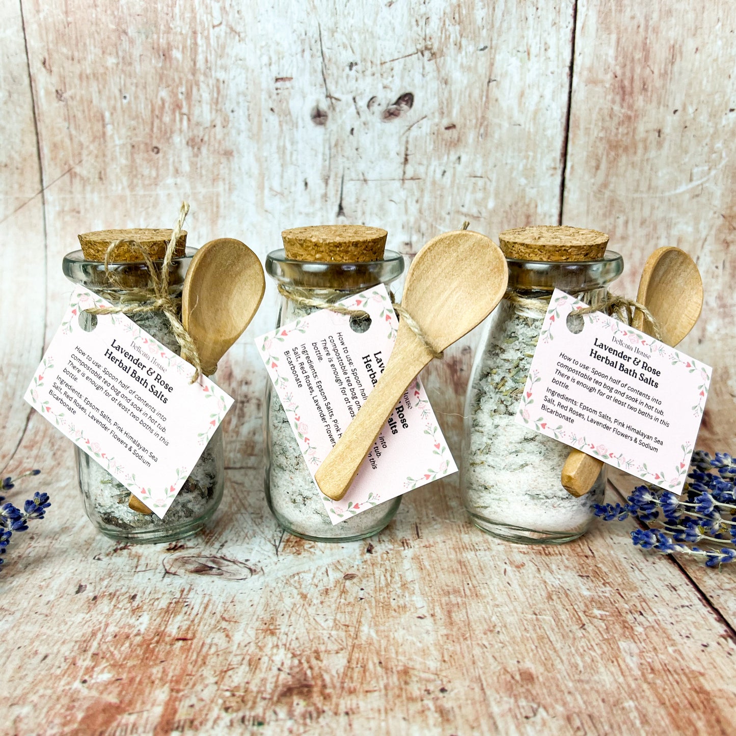 Lavender & Rose Herbal Bath Salts - Herbal Bath Salts - Bath Lover's Gift - Bath Soak