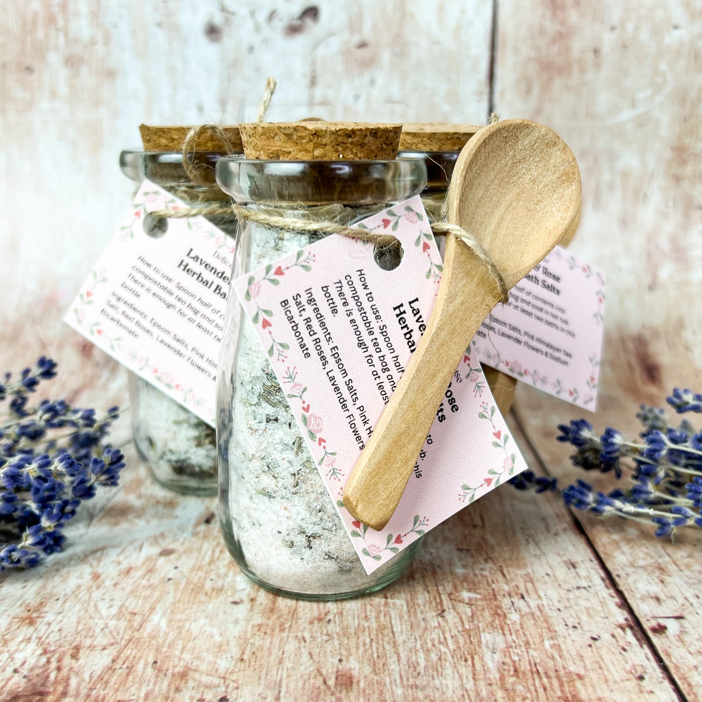 Lavender & Rose Herbal Bath Salts - Herbal Bath Salts - Bath Lover's Gift - Bath Soak