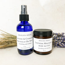 Load image into Gallery viewer, Magnesium Body Butter &amp; Spray Set - Lavender Magnesium Body Butter - Lavender &amp; Chamomile Magnesium Oil Spray