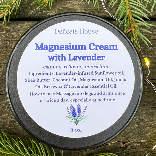 Magnesium Cream with Lavender - 8 oz. - Magnesium Cream - Calming Body Butter - For Restless Legs