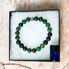 Load image into Gallery viewer, Moss Agate Bead Diffuser Bracelet - Moss Agate Aromatherapy Bracelet - Wealth and Abundance Jewelry - Crystal for Wealth