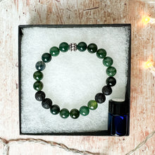 Load image into Gallery viewer, Moss Agate Bead Diffuser Bracelet - Moss Agate Aromatherapy Bracelet - Wealth and Abundance Jewelry - Crystal for Wealth