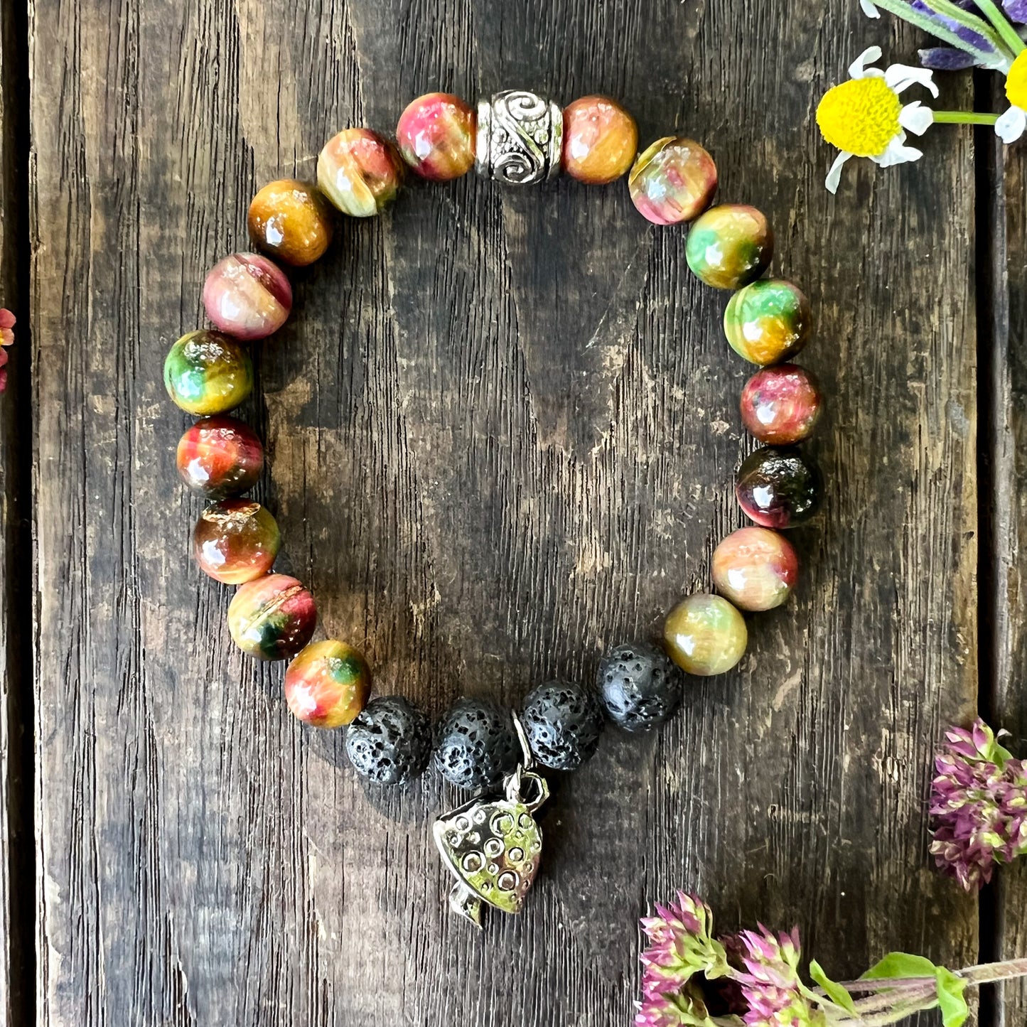 Cat's Eye Mushroom Charm Diffuser Bracelet - Mushroom Charm Bracelet - Aromatherapy Diffuser Charm Bracelet