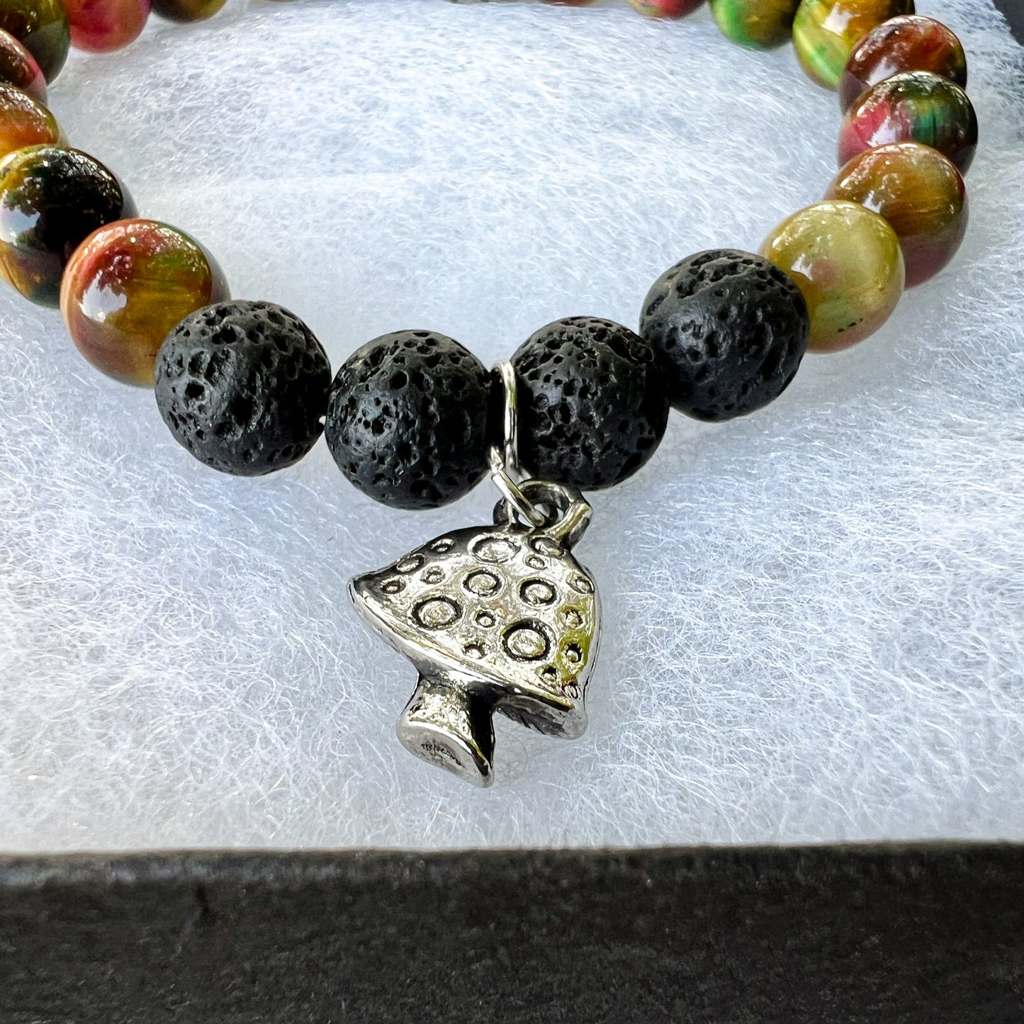 Cat's Eye Mushroom Charm Diffuser Bracelet - Mushroom Charm Bracelet - Aromatherapy Diffuser Charm Bracelet