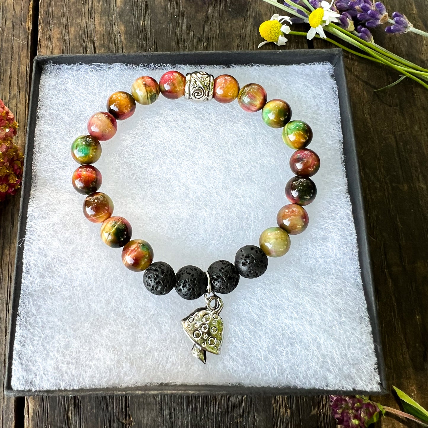 Cat's Eye Mushroom Charm Diffuser Bracelet - Mushroom Charm Bracelet - Aromatherapy Diffuser Charm Bracelet