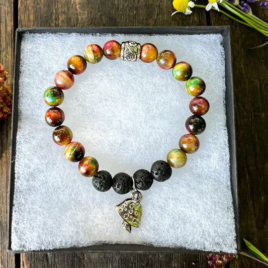 Cat's Eye Mushroom Charm Diffuser Bracelet - Mushroom Charm Bracelet - Aromatherapy Diffuser Charm Bracelet