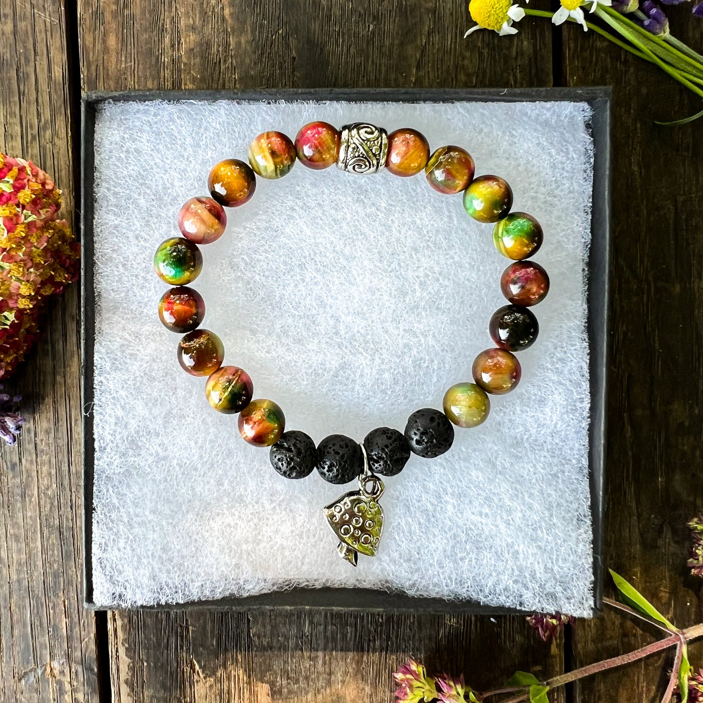 Cat's Eye Mushroom Charm Diffuser Bracelet - Mushroom Charm Bracelet - Aromatherapy Diffuser Charm Bracelet