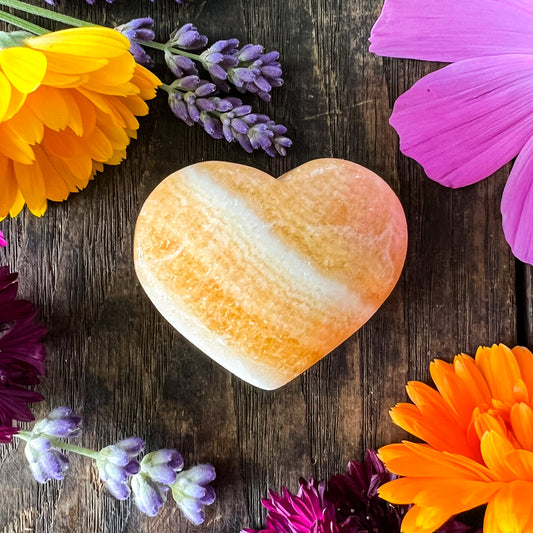 Orange Banded Calcite Heart - Crystal Heart - Sacral Chakra Crystal - Joy Crystal