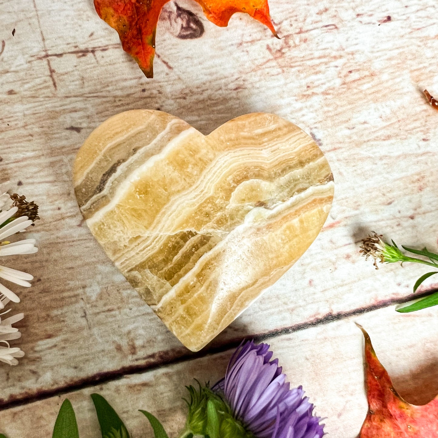 Orange Banded Calcite Heart - Crystal Heart - Sacral Chakra Crystal