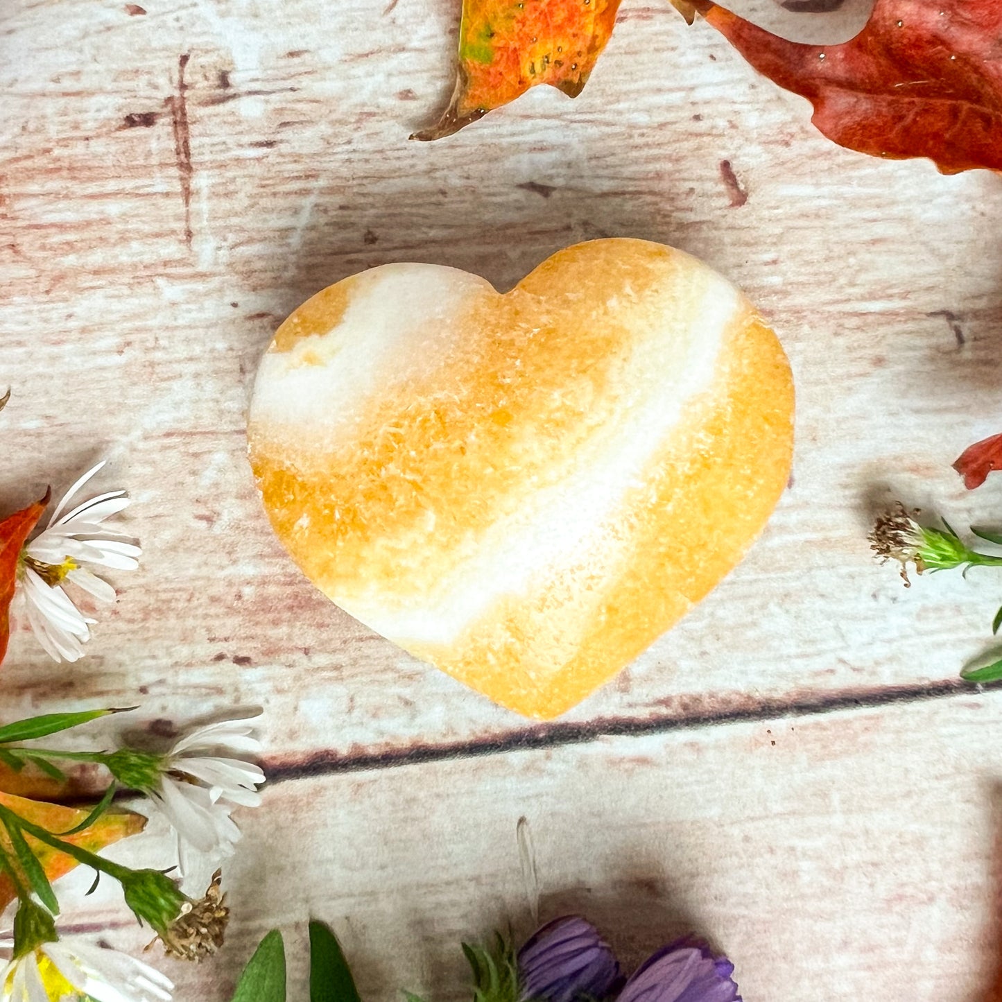 Orange Banded Calcite Heart - Crystal Heart - Sacral Chakra Crystal