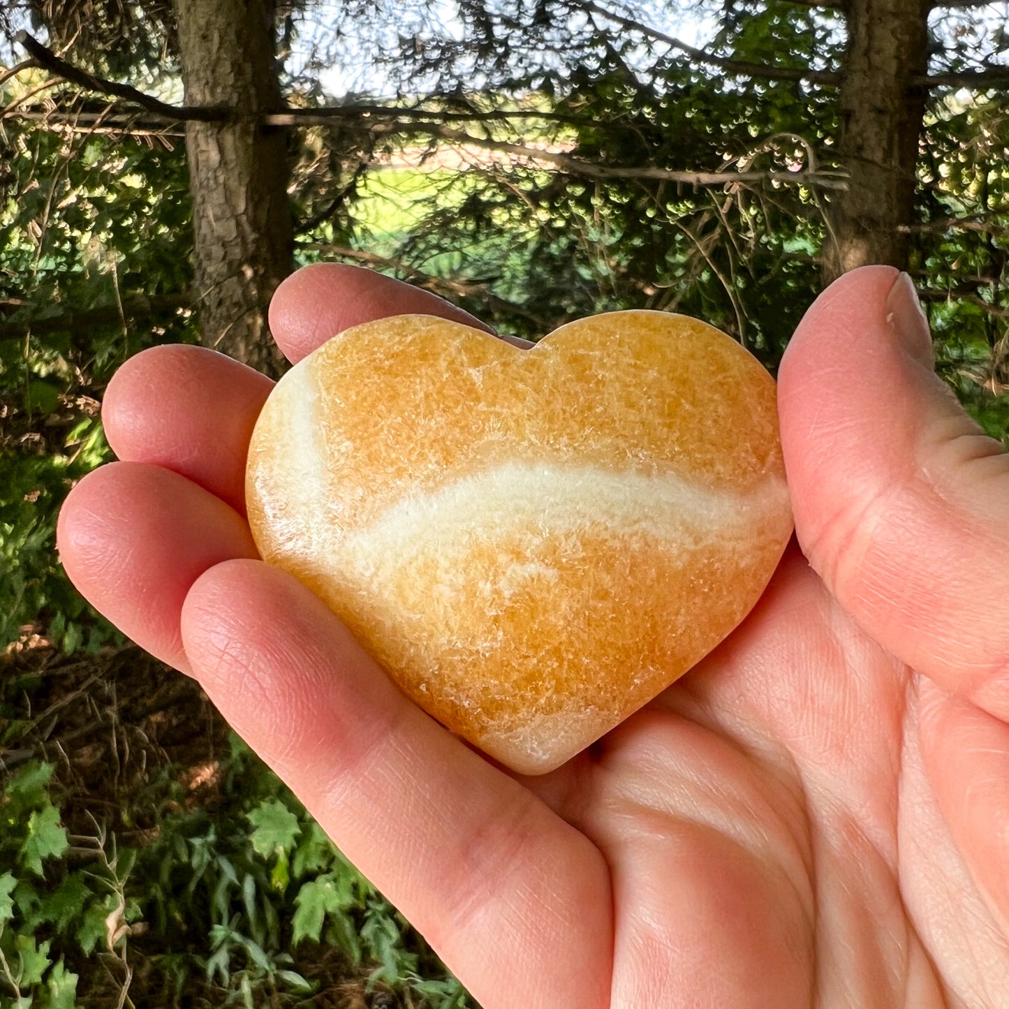 Orange Banded Calcite Heart - Crystal Heart - Sacral Chakra Crystal