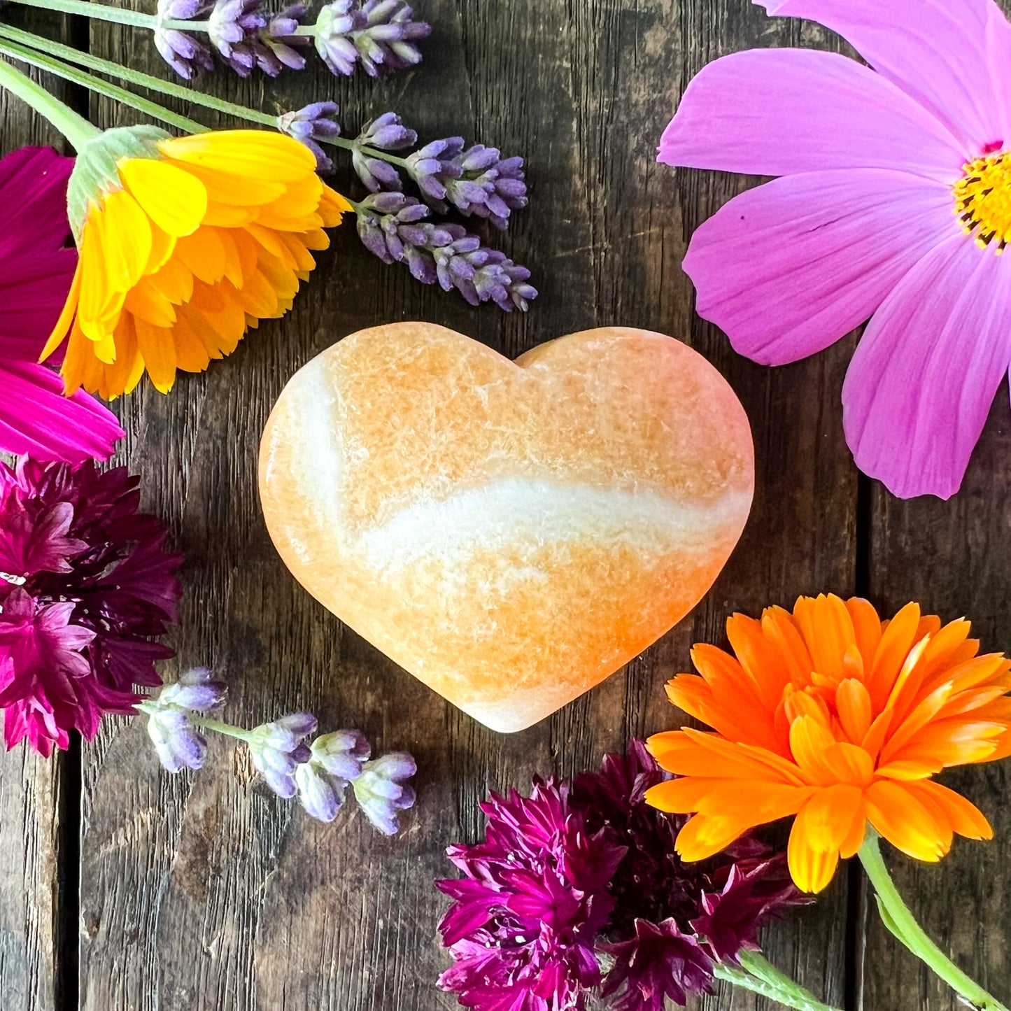 Orange Banded Calcite Heart - Crystal Heart - Sacral Chakra Crystal