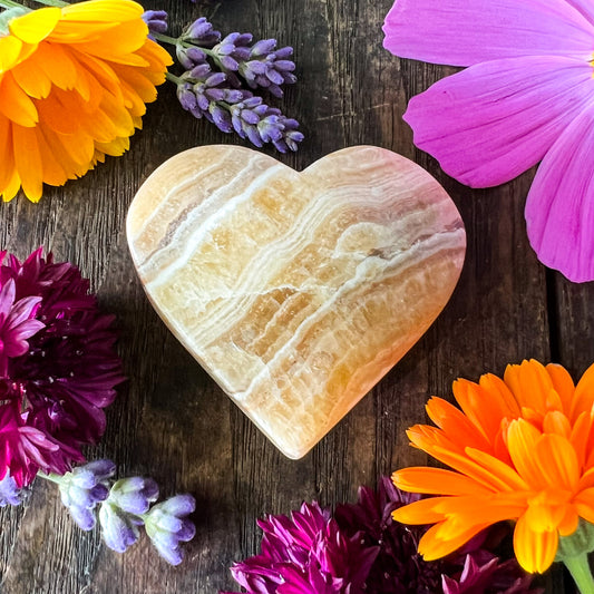 Orange Banded Calcite Heart - Crystal Heart - Sacral Chakra Crystal