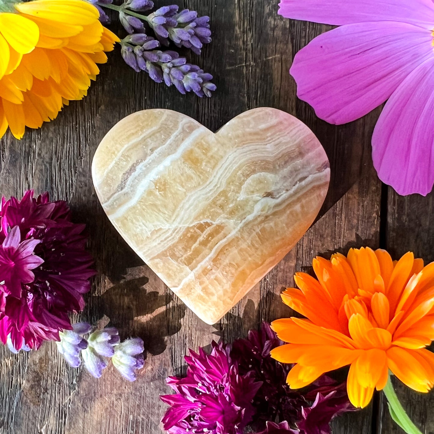 Orange Banded Calcite Heart - Crystal Heart - Sacral Chakra Crystal