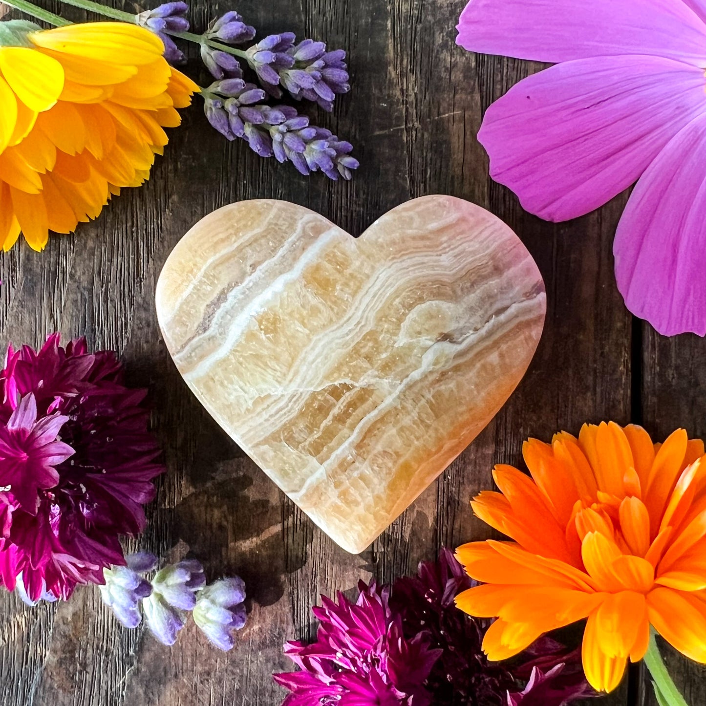 Orange Banded Calcite Heart - Crystal Heart - Sacral Chakra Crystal