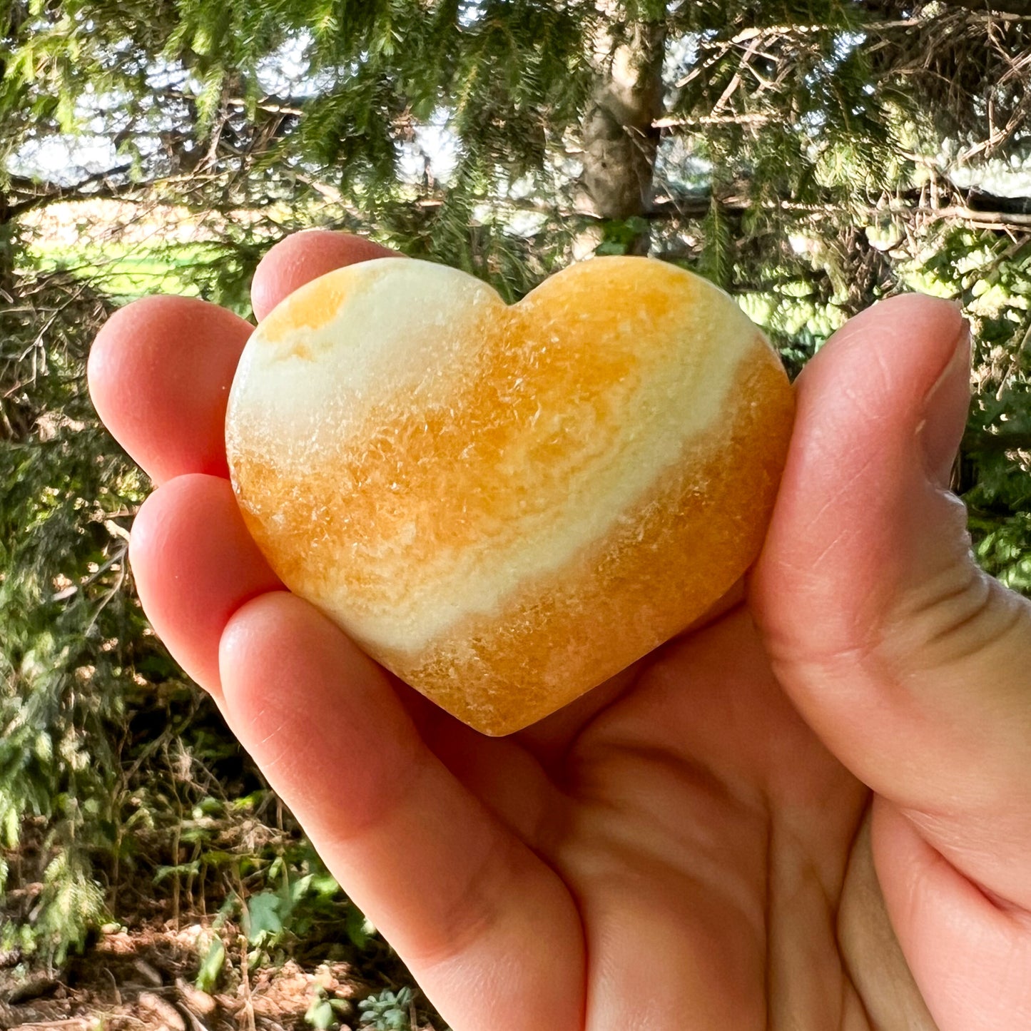 Orange Banded Calcite Heart - Crystal Heart - Sacral Chakra Crystal