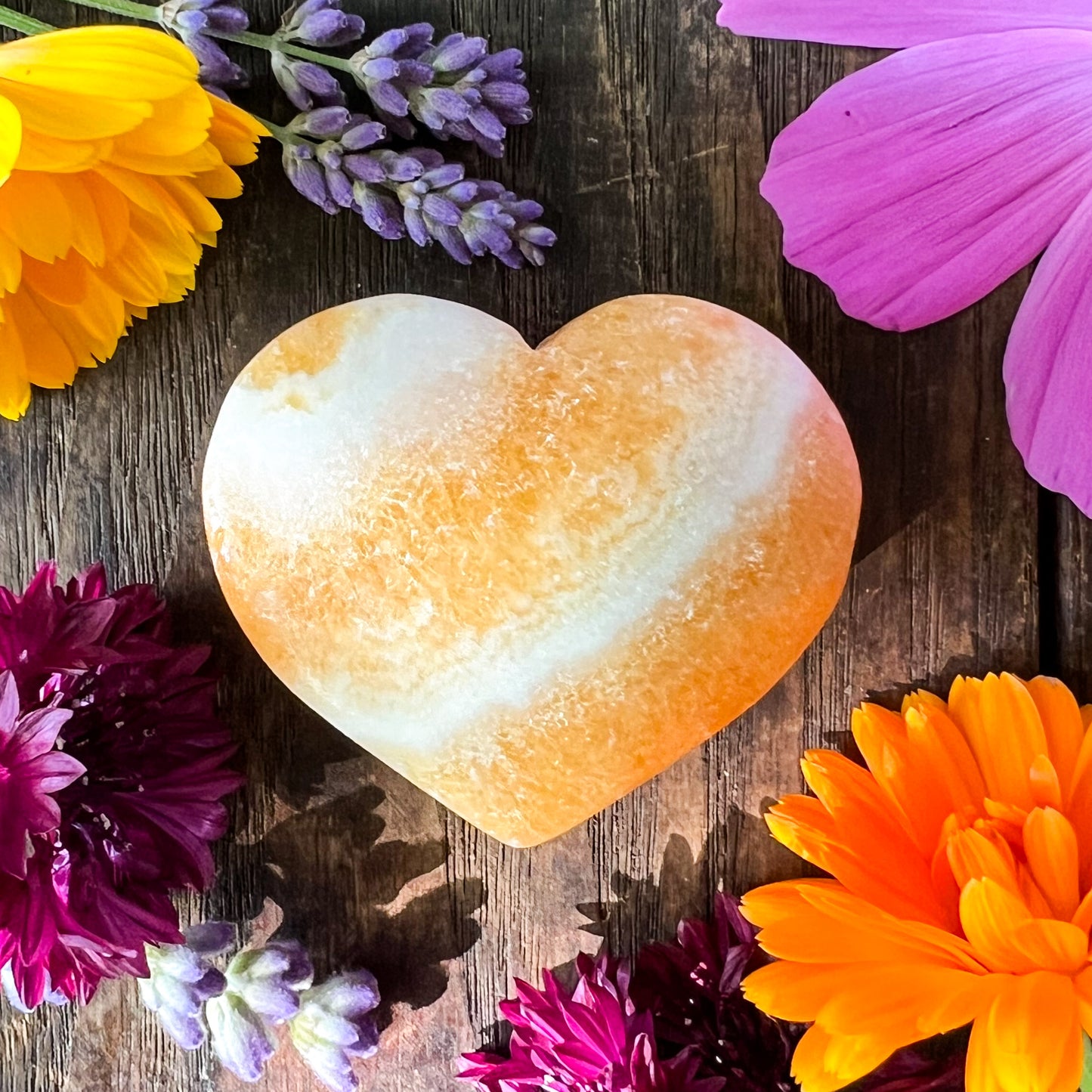 Orange Banded Calcite Heart - Crystal Heart - Sacral Chakra Crystal