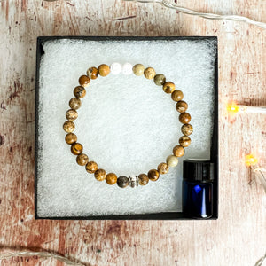 Picture Jasper Aromatherapy Diffuser Bracelet - Diffuser Jewelry - Picture Jasper Bead Bracelet -Calming Bracelet