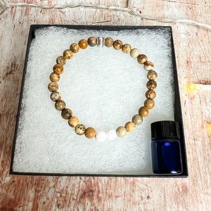 Picture Jasper Aromatherapy Diffuser Bracelet - Diffuser Jewelry - Picture Jasper Bead Bracelet -Calming Bracelet