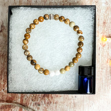 Load image into Gallery viewer, Picture Jasper Aromatherapy Diffuser Bracelet - Diffuser Jewelry - Picture Jasper Bead Bracelet -Calming Bracelet