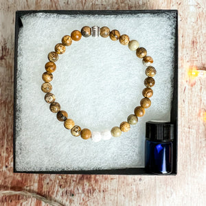 Picture Jasper Aromatherapy Diffuser Bracelet - Diffuser Jewelry - Picture Jasper Bead Bracelet -Calming Bracelet