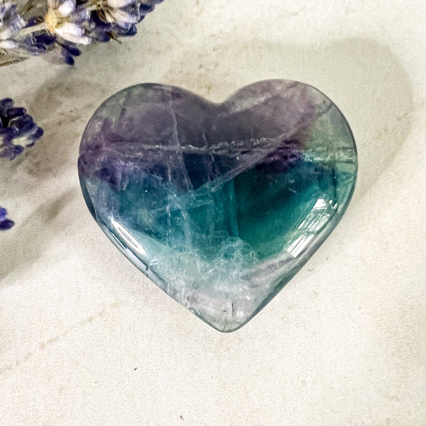 Rainbow Fluorite Crystal Heart