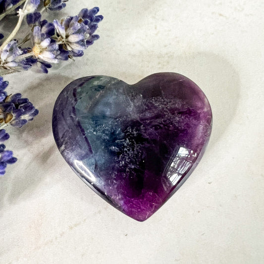 Rainbow Fluorite Crystal Heart - Easter Gift