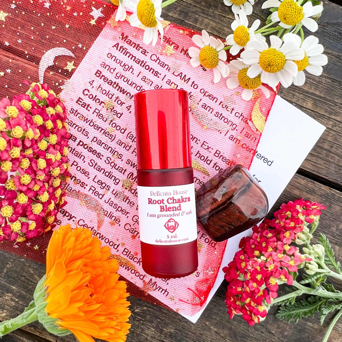 Root Chakra Roller & Crystal Set - 1st Chakra Set - Chakra Healing Set - Chakra Balancing Set