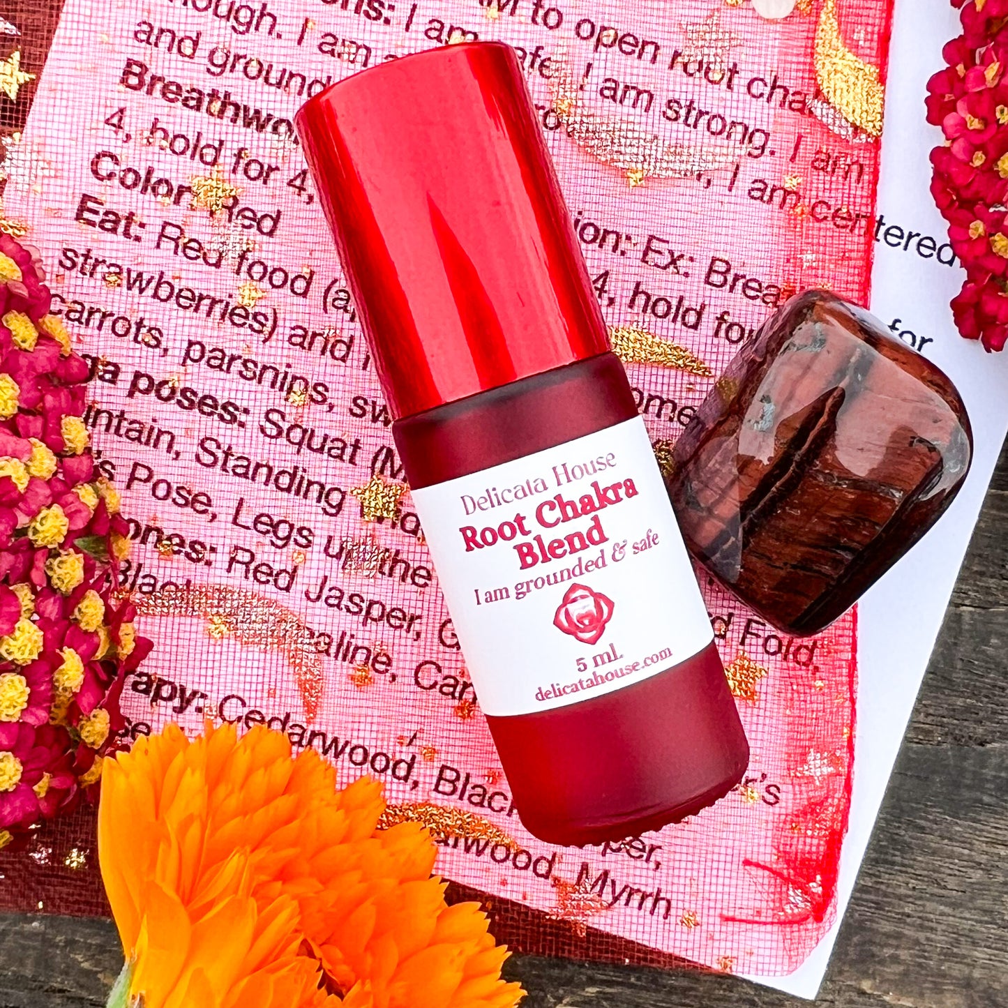 Root Chakra Roller & Crystal Set - 1st Chakra Set - Chakra Healing Set - Chakra Balancing Set