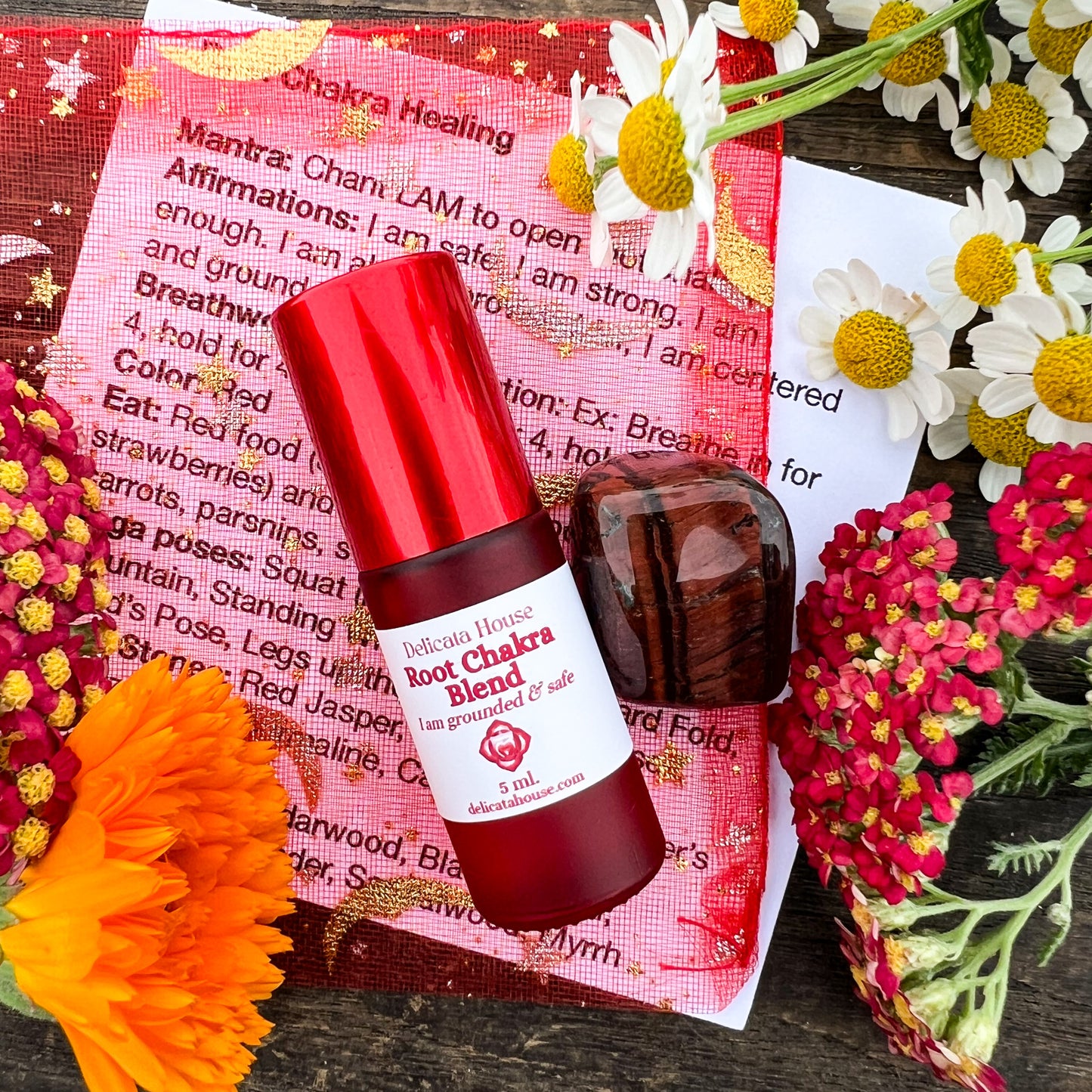 Root Chakra Roller & Crystal Set - 1st Chakra Set - Chakra Healing Set - Chakra Balancing Set