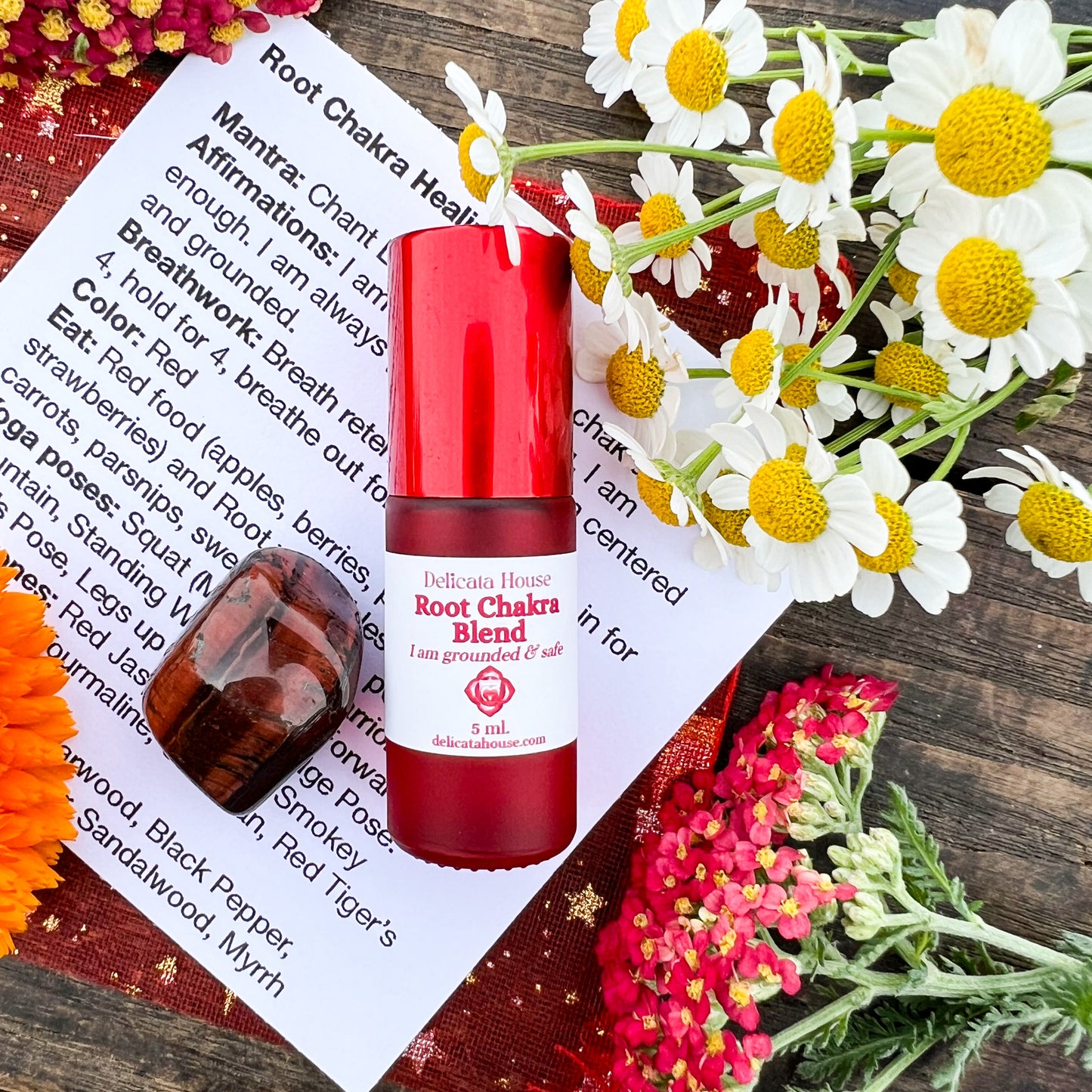 Root Chakra Roller & Crystal Set - 1st Chakra Set - Chakra Healing Set - Chakra Balancing Set