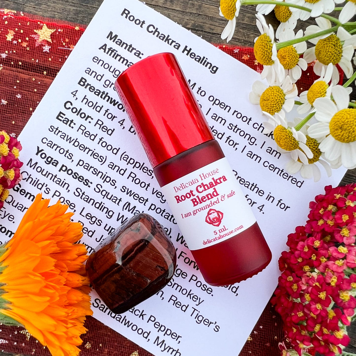 Root Chakra Roller & Crystal Set - 1st Chakra Set - Chakra Healing Set - Chakra Balancing Set