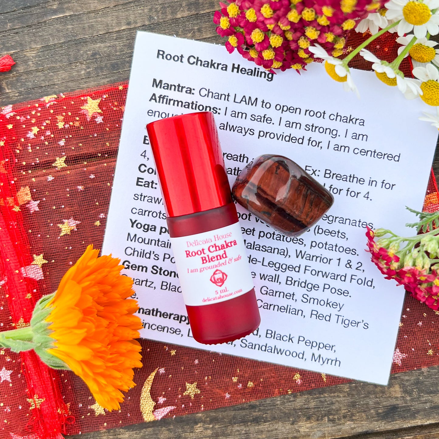 Root Chakra Roller & Crystal Set - 1st Chakra Set - Chakra Healing Set - Chakra Balancing Set