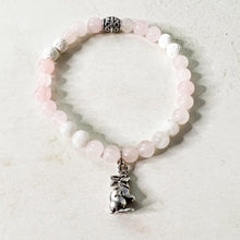 Load image into Gallery viewer, Rabbit Diffuser Bracelet - Rabbit Charm Bracelet - Bunny Charm Diffuser Bracelet - Rose Quartz Bead Bracelet