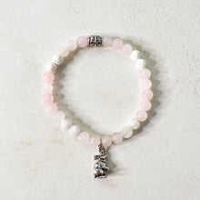 Load image into Gallery viewer, Rabbit Diffuser Bracelet - Rabbit Charm Bracelet - Bunny Charm Diffuser Bracelet - Rose Quartz Bead Bracelet