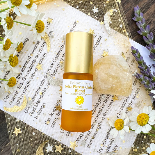 Solar Plexus Chakra Roller Bottle and Citrine Gem Stone - Chakra Healing - Aromatherapy for 3rd Chakra - 3rd Chakra Healing - Solar Plexus Aromatherapy