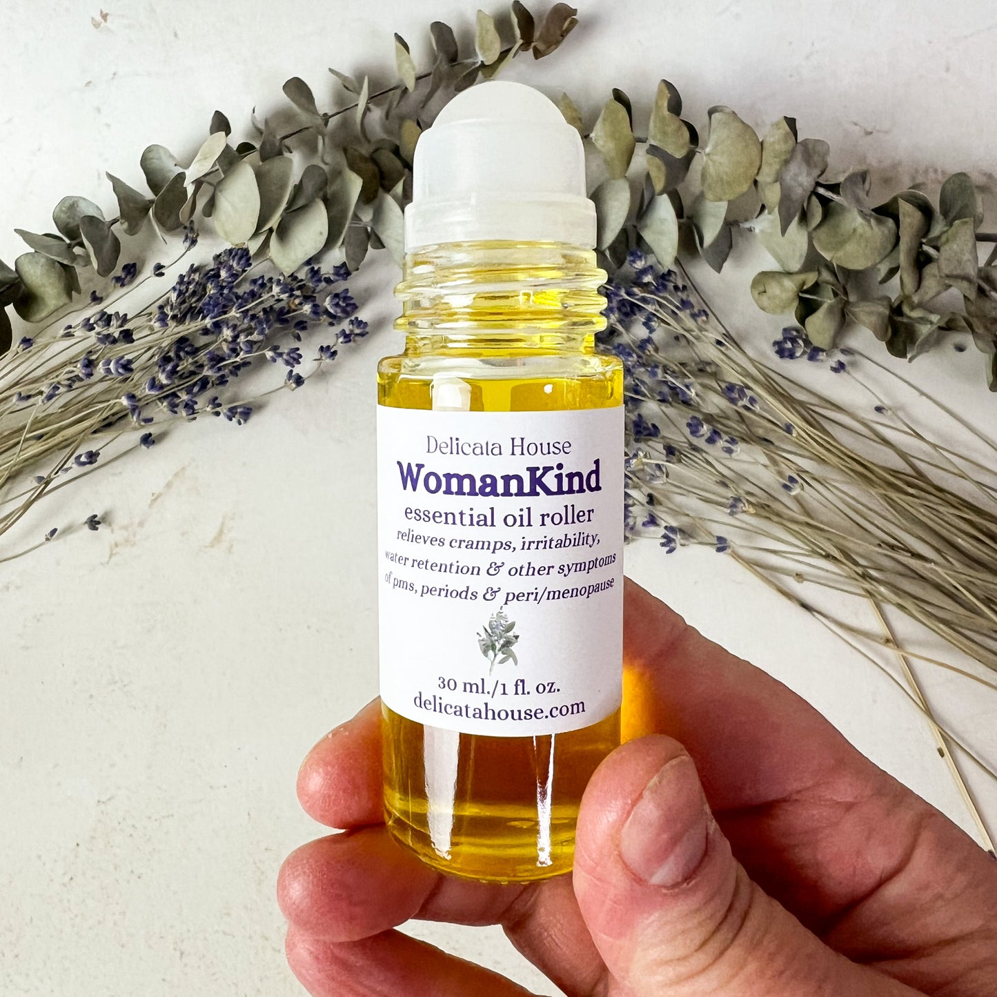 WomanKind Essential Oil 1 oz./30 ml. Roller - PMS, Period, Menopause Relief Aromatherapy Roller Bottle