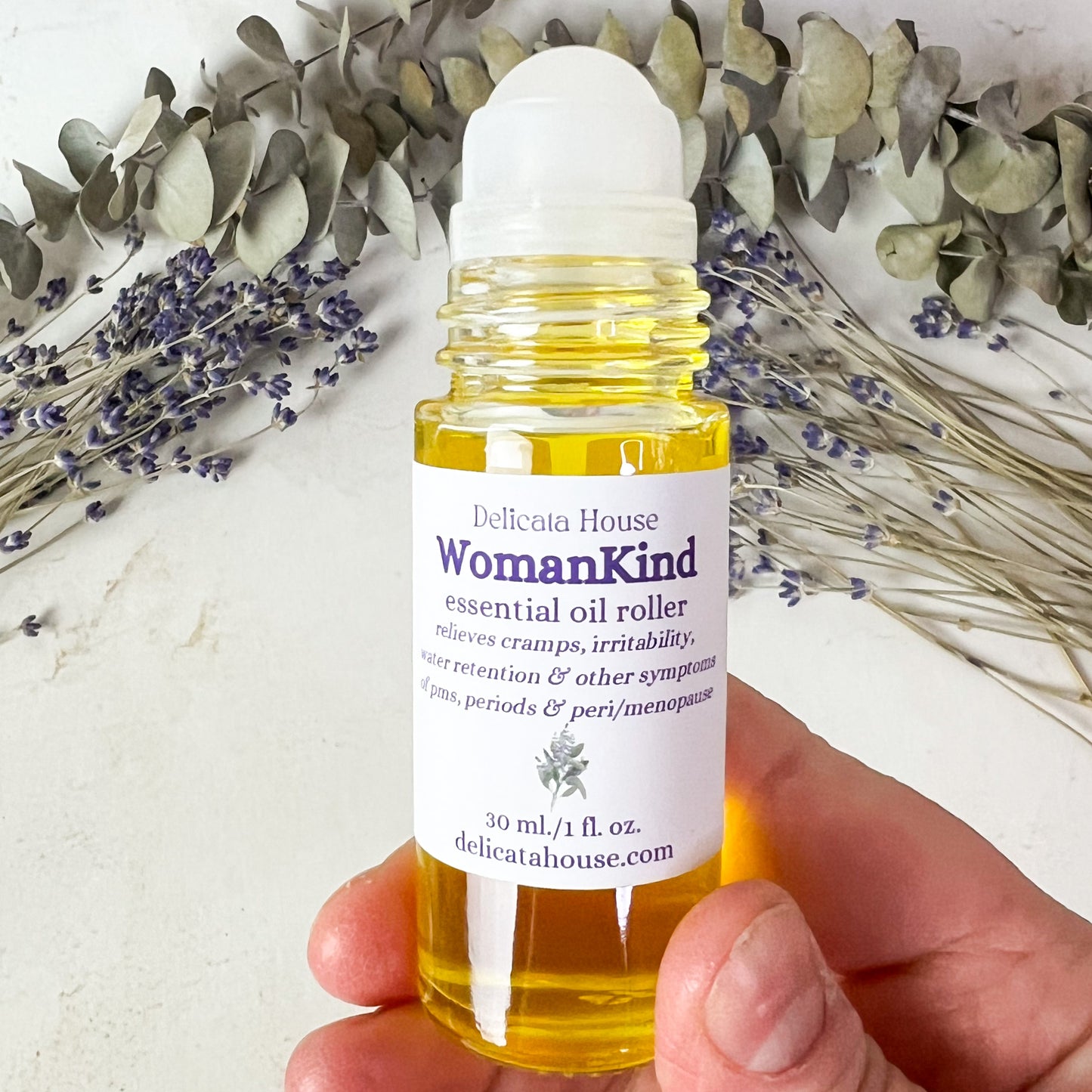 WomanKind Essential Oil 1 oz./30 ml. Roller - PMS, Period, Menopause Relief Aromatherapy Roller Bottle