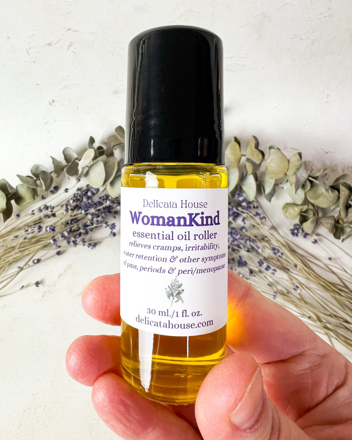 WomanKind Essential Oil 1 oz./30 ml. Roller - PMS, Period, Menopause Relief Aromatherapy Roller Bottle