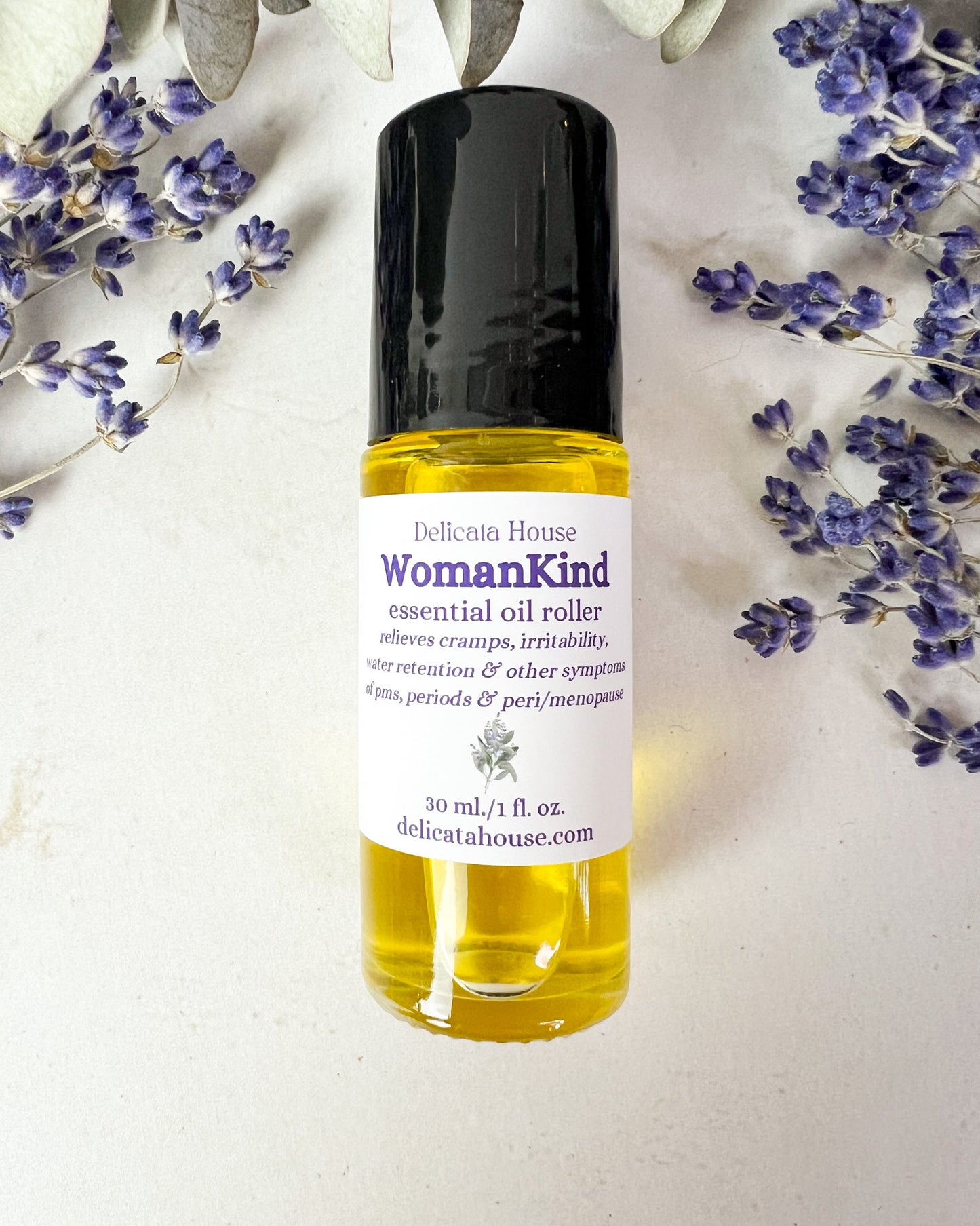 WomanKind Essential Oil 1 oz./30 ml. Roller - PMS, Period, Menopause Relief Aromatherapy Roller Bottle