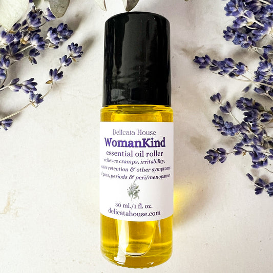 WomanKind Essential Oil 1 oz./30 ml. Roller - PMS, Period, Menopause Relief Aromatherapy Roller Bottle