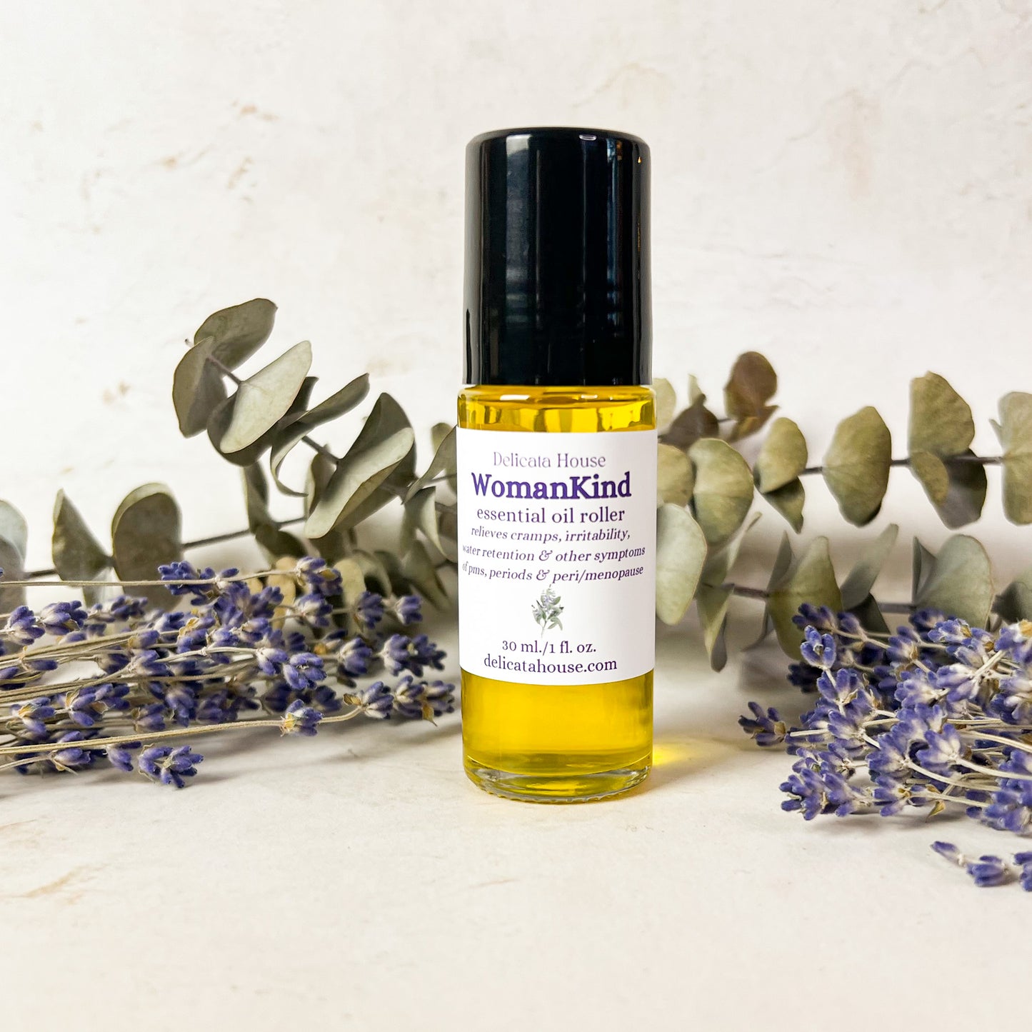 WomanKind Essential Oil 1 oz./30 ml. Roller - PMS, Period, Menopause Relief Aromatherapy Roller Bottle