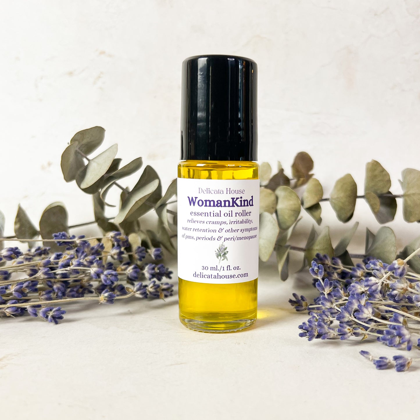 WomanKind Essential Oil 1 oz./30 ml. Roller - PMS, Period, Menopause Relief Aromatherapy Roller Bottle