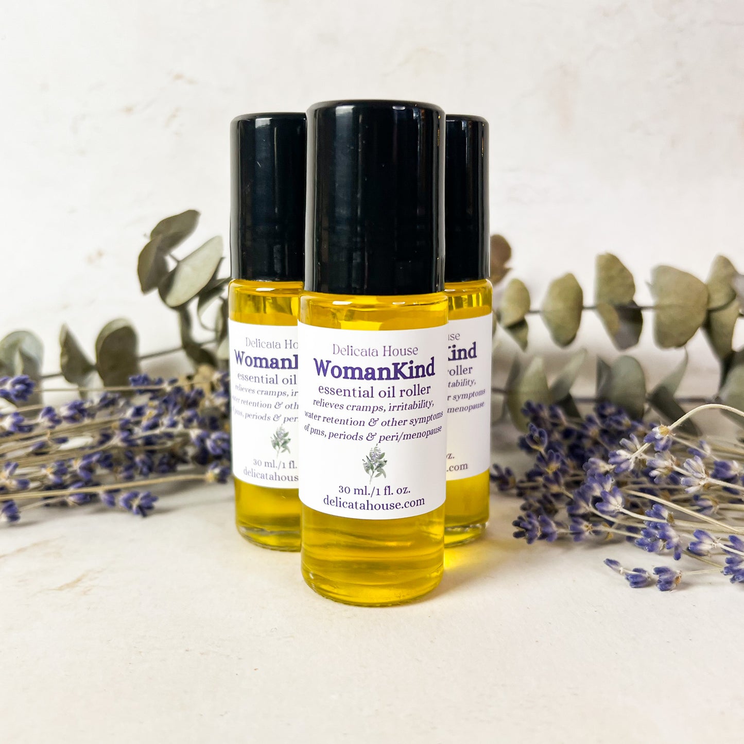 WomanKind Essential Oil 1 oz./30 ml. Roller - PMS, Period, Menopause Relief Aromatherapy Roller Bottle